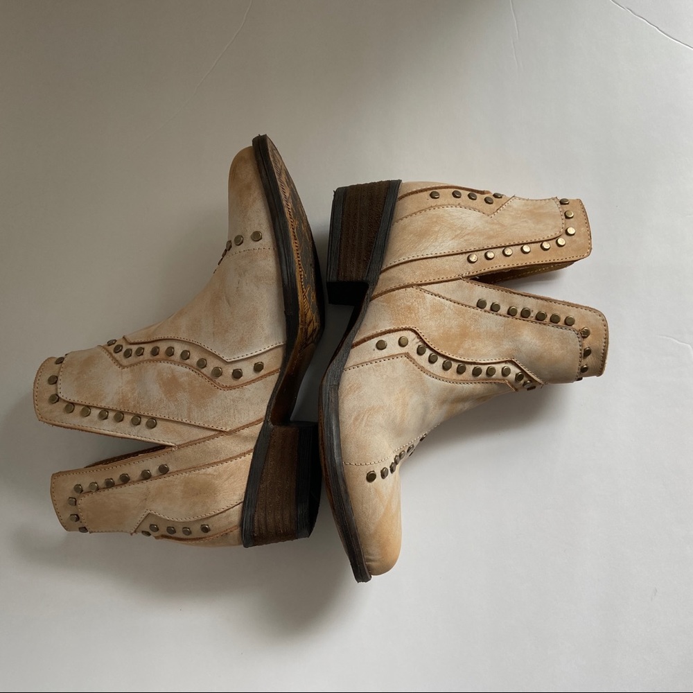 Western leather booties with studs